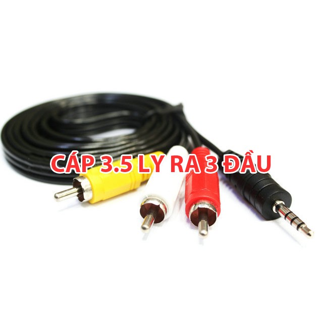 Cáp AV 1 ra 2, 1 ra 3, 3 ra 3 - Giắc audio video đầu 3.5 ly ra 2 đầu 3 đầu hoa sen 1.5m 10m (TVbox)