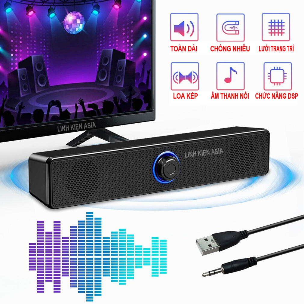 Loa thanh máy tính có núm âm lượng USB âm thanh siêu trầm blaster soundbar