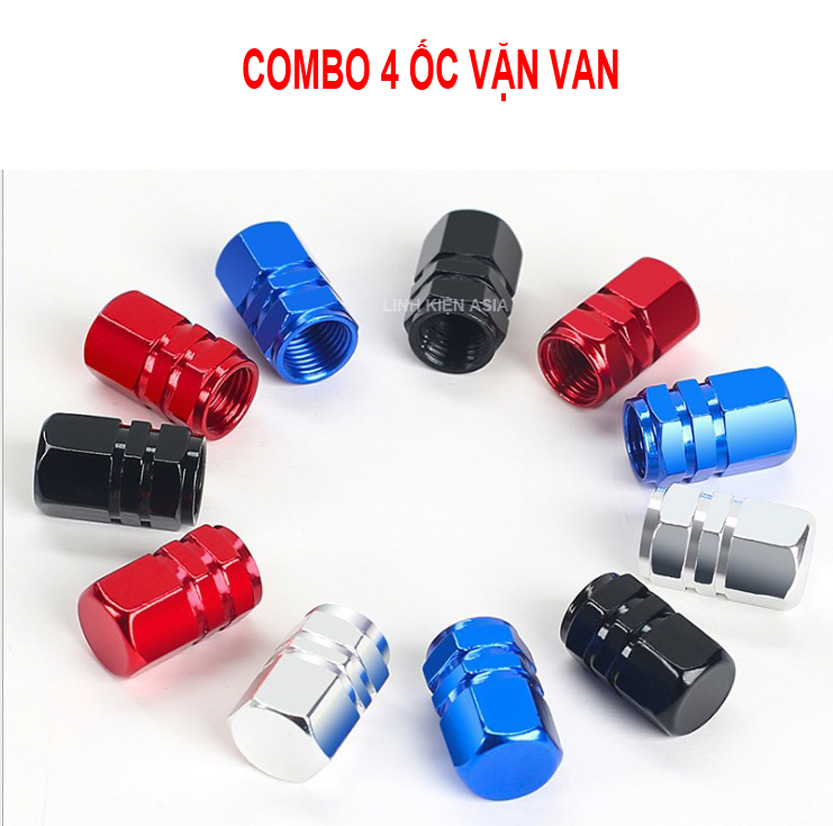 Combo 4 nắp bảo vệ trang trí van ô tô xe hơi hợp kim nhôm