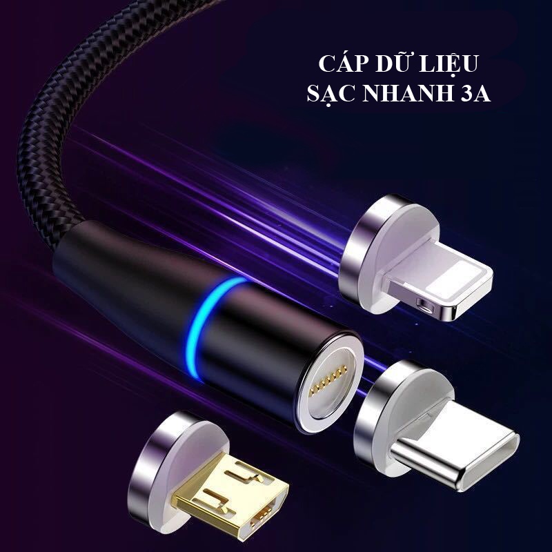 Cáp dữ liệu 7 lõi - sạc nhanh 3A - dây nam châm kết nối điện thoại
