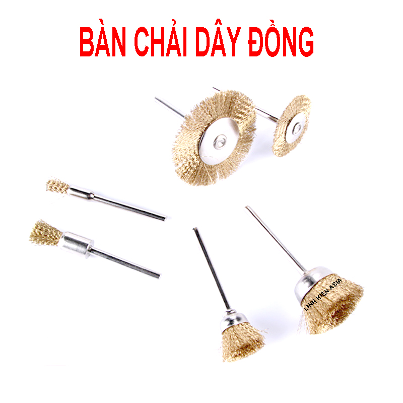 Bàn chải dây đồng gắn máy khoan mini dùng đánh bóng