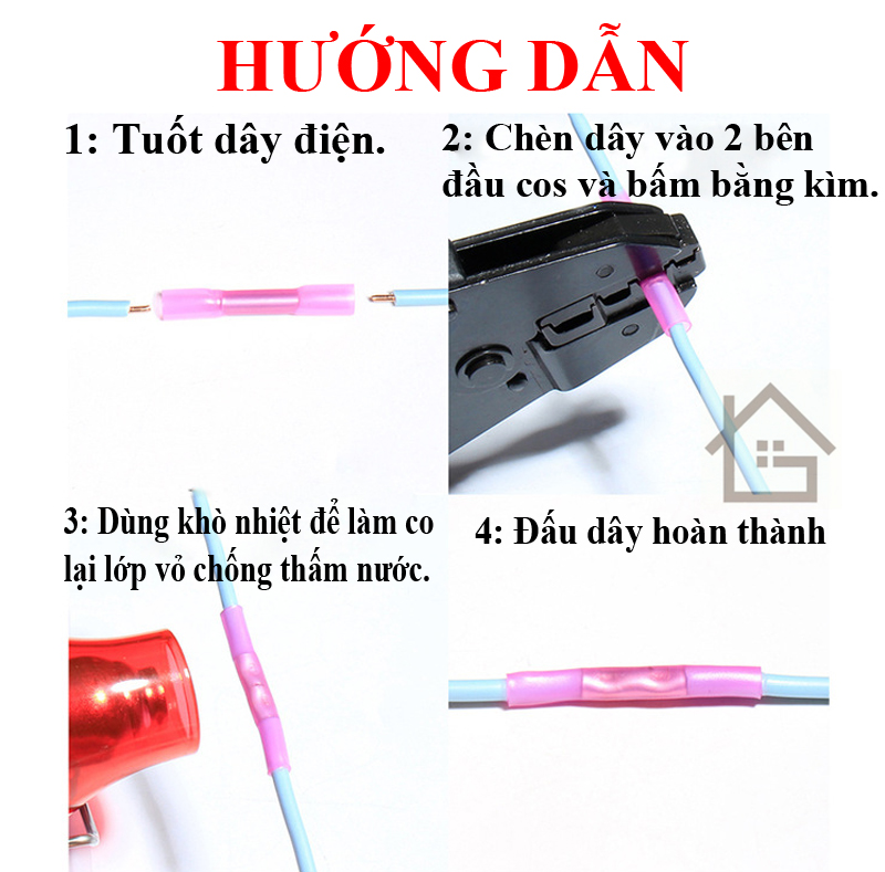 Combo 10 đầu cos BHT ép lạnh nối dây điện nhanh - co nhiệt chống thấm nước