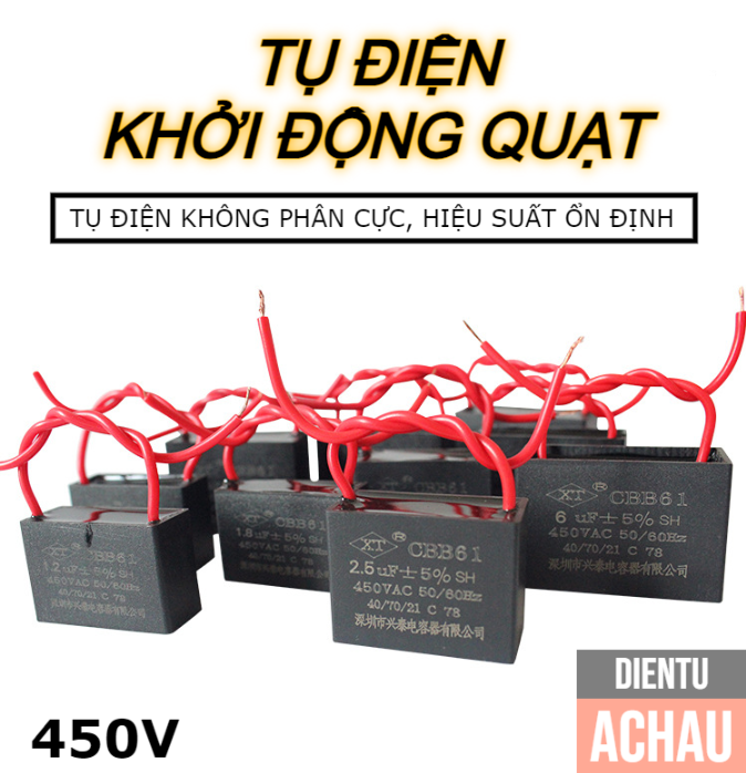 Tụ Khởi Động Quạt Không Phân Cực /  thông số từ 1.5uf-5uf