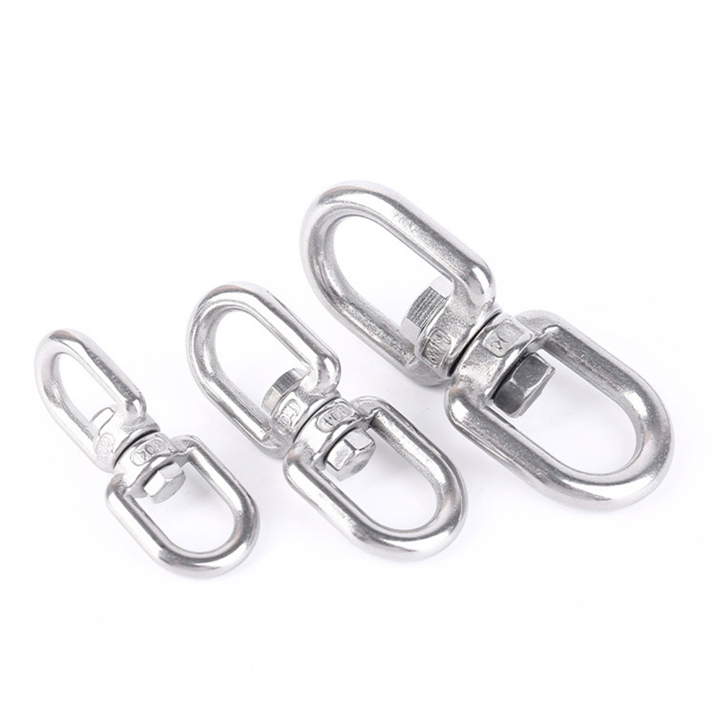 Móc xoay inox đa năng hình số 8, móc treo chống rối xoay 360 độ