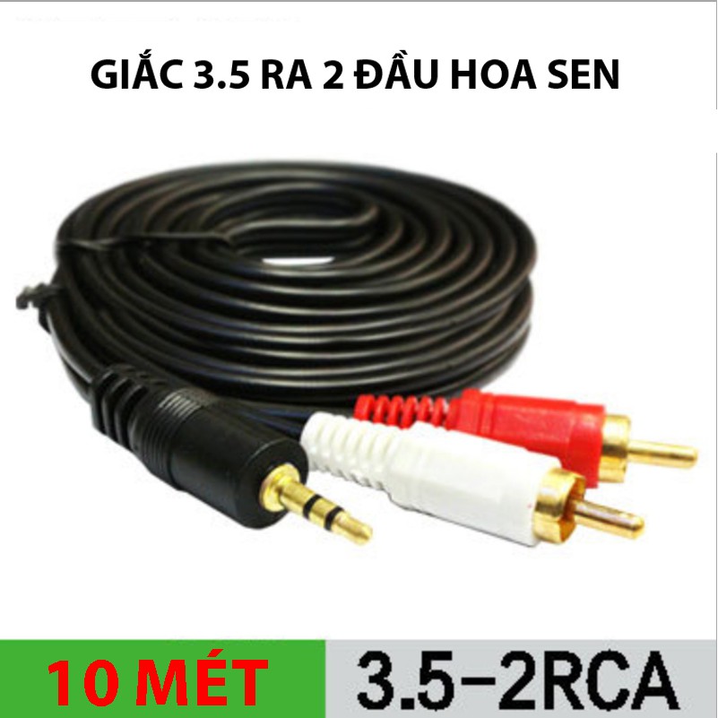 Cáp AV 1 ra 2, 1 ra 3, 3 ra 3 - Giắc audio video đầu 3.5 ly ra 2 đầu 3 đầu hoa sen 1.5m 10m (TVbox)