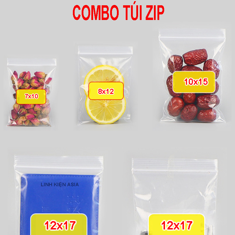 Combo 100 túi zip dày 8 zem, túi opp dẻo dai trong suốt