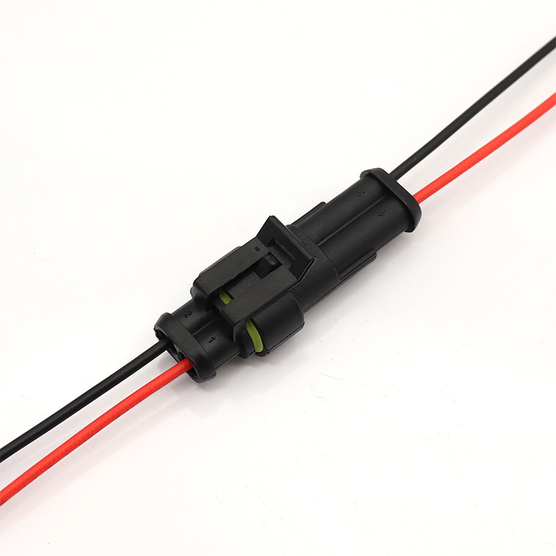 Cặp đầu nối AMP chống nước (đực + cái) dây dài 10cm, giắc nối dây điện ô tô xe máy chuyên dụng