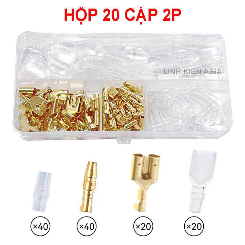 Hộp 20 cặp/ 30 cặp/ 40 cặp giắc cắm đầu đạn có vỏ bọc cao su bảo vệ