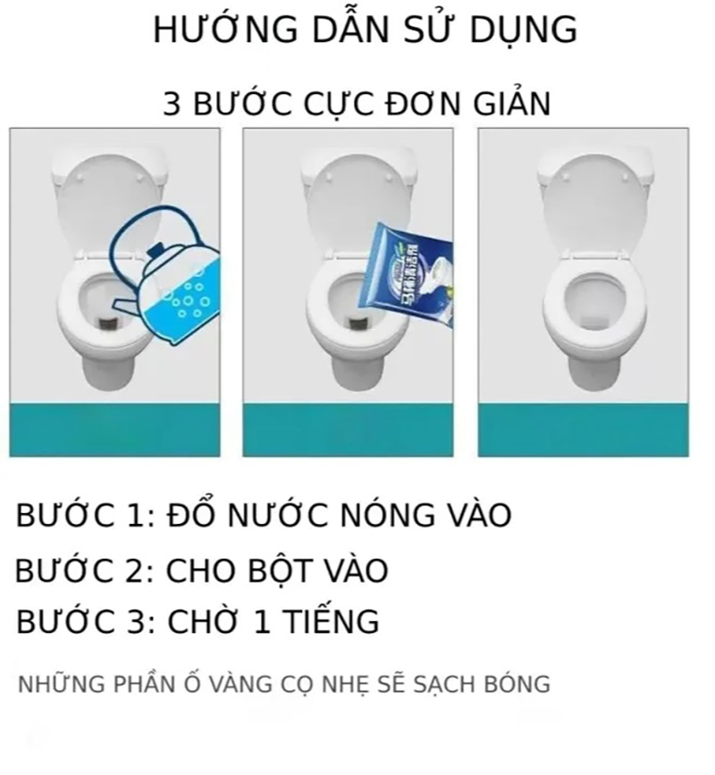 COMBO 5 Gói vệ sinh Tẩy Ố Vàng, Khử Mùi Toalet, Nhà Tắm