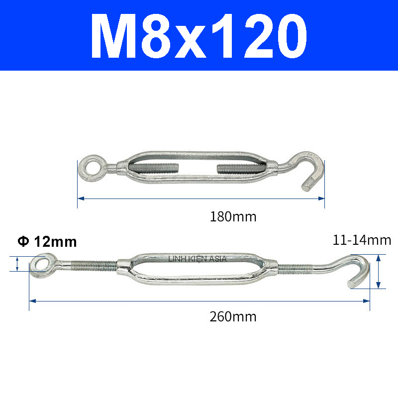 Móc tăng đơ cáp chất liệu thép carbon mạ kẽm chắc chắn, bền với mọi môi trường