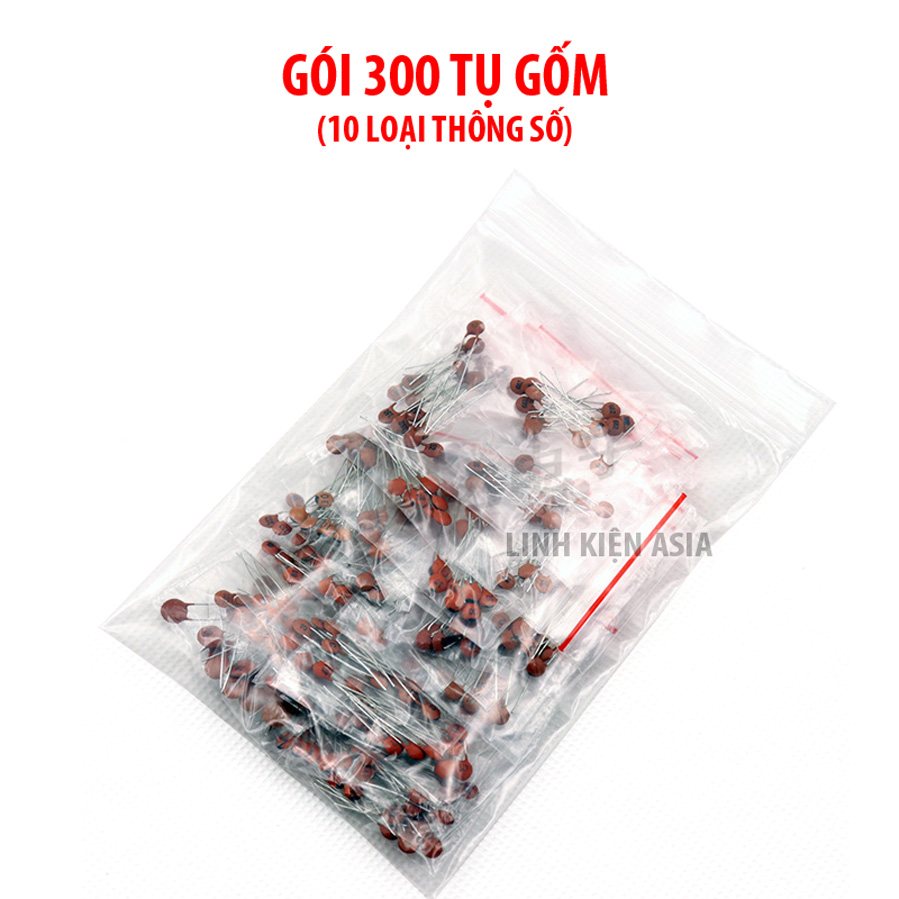 Gói 300 cái TỤ GỐM dẹt 2pf-0.1UF, tổng cộng 30 thông số, mỗi loại 10 cái