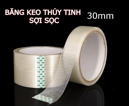 Băng keo 1 mặt sợi thủy tinh trắng dài 20 mét