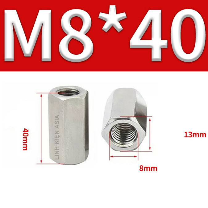 Khớp NỐI LỤC GIÁC nối ren trong inox 304 gia công chính xác