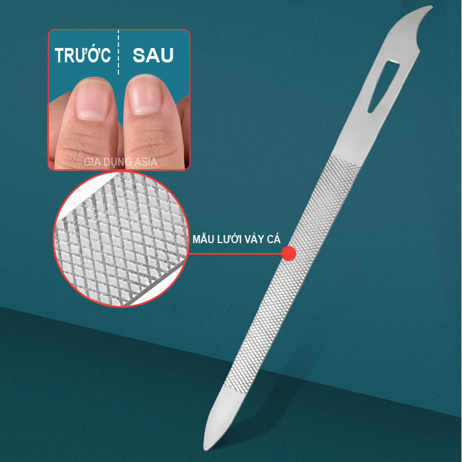 Dụng cụ làm móng, dũa móng tay bằng lưới thép vảy cá không gỉ hai mặt