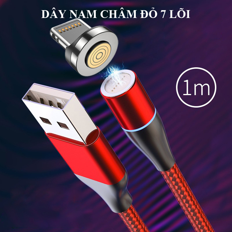 Cáp dữ liệu 7 lõi - sạc nhanh 3A - dây nam châm kết nối điện thoại