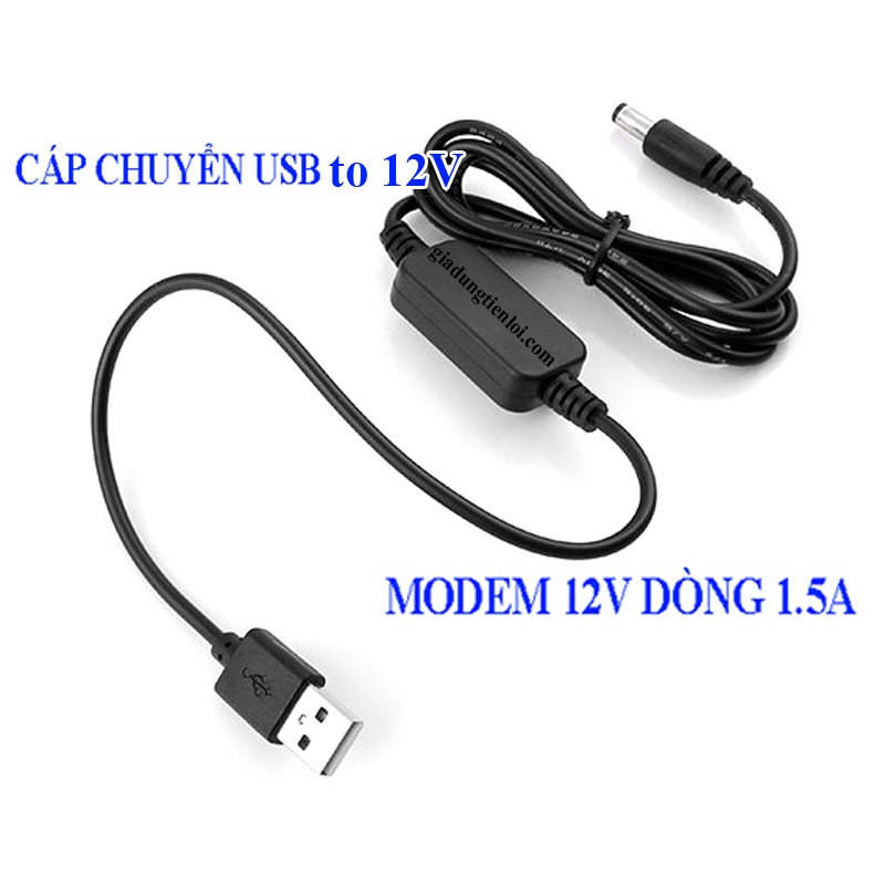 Cáp Chuyển Đổi 5V USB sang 5V / 9V / 12V (Xài Wifi từ sạc dự phòng của điện thoại)