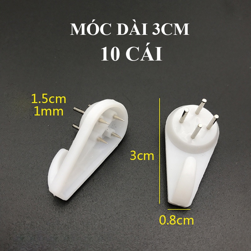 Combo 10 móc đinh treo tường ABS siêu bền và chịu lực