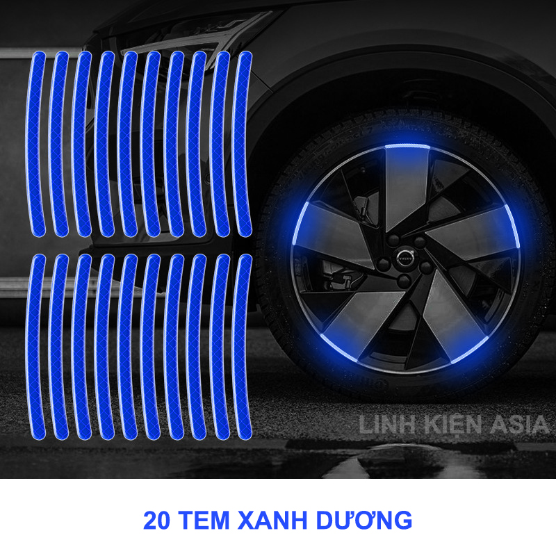 Combo 20 miếng dán decal phản quang bánh xe máy, xe ô tô