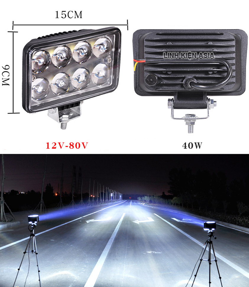 Đèn pha led ánh sáng trắng 12-24V siêu sáng gắn ô tô – xe nâng - đèn trợ sáng xe tải
