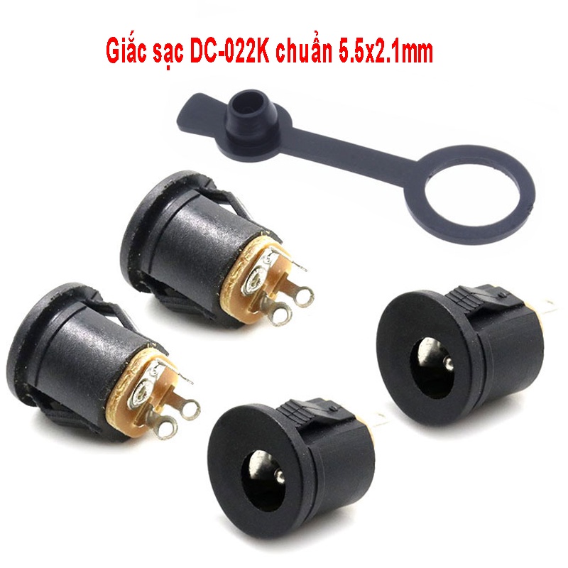 Combo 5 Giắc cái DC-022K DC-022V chân gài và vặn ốc 5.5x2.1mm có cao su chống nước
