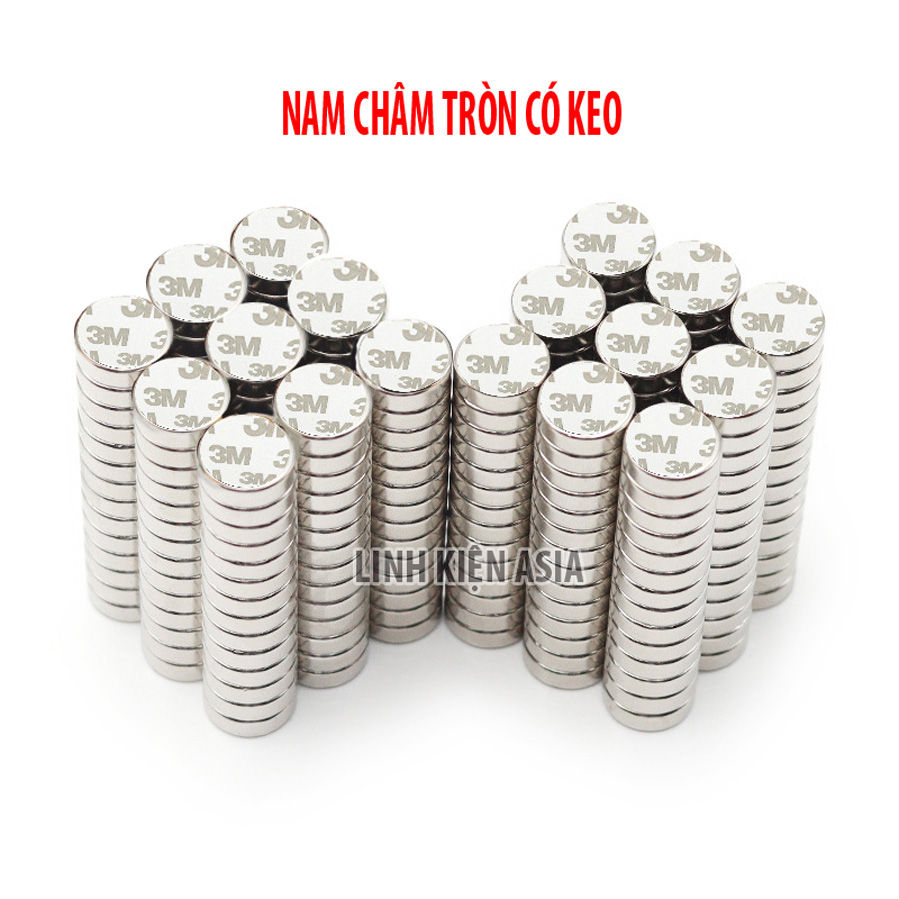 Nam châm có keo 3M hình tròn có từ tính mạnh N33-52 độ dày 2mm