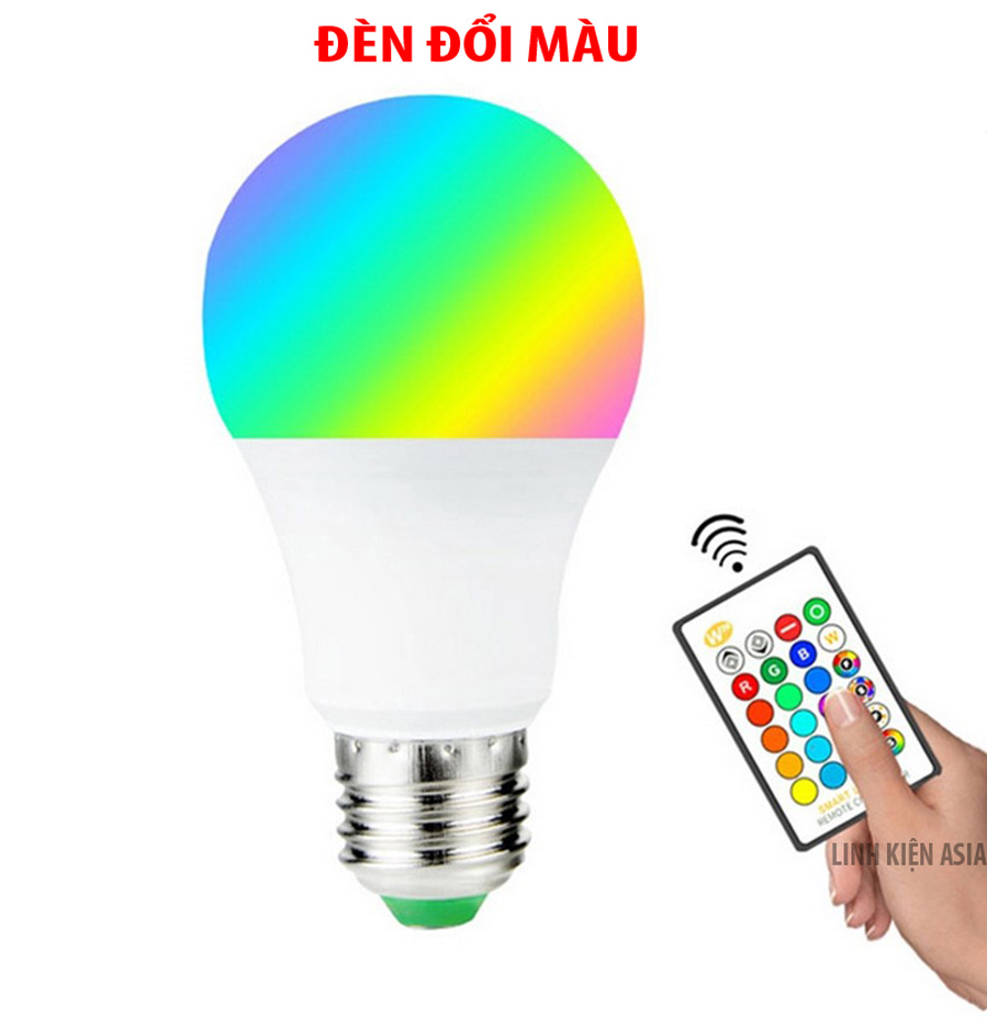 Bóng đèn đổi màu RGB 220V remote điều khiển từ xa đuôi vặn E27