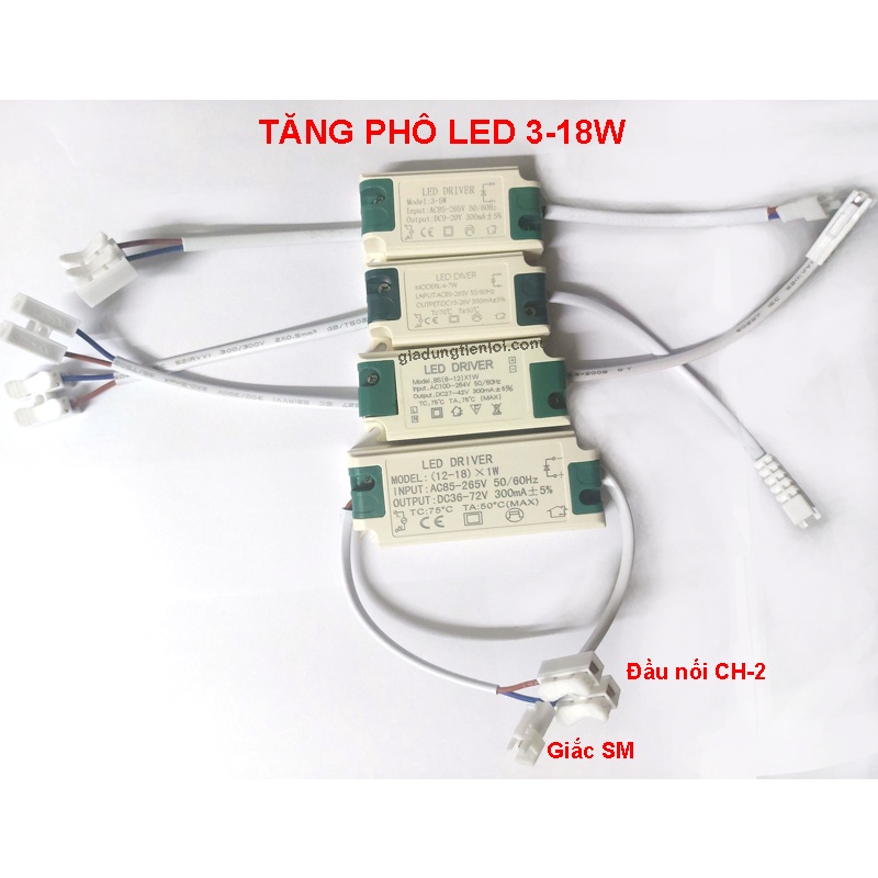 Nguồn tăng phô đèn led 3W đến 18W (Led Driver) đèn chiếu sáng âm trần