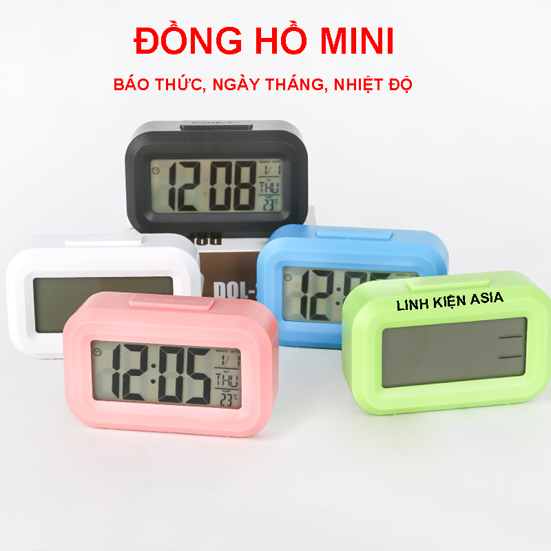 Đồng hồ điện tử mini để bàn màn hình LCD. Đa năng Báo thức, Lịch, Nhiệt độ