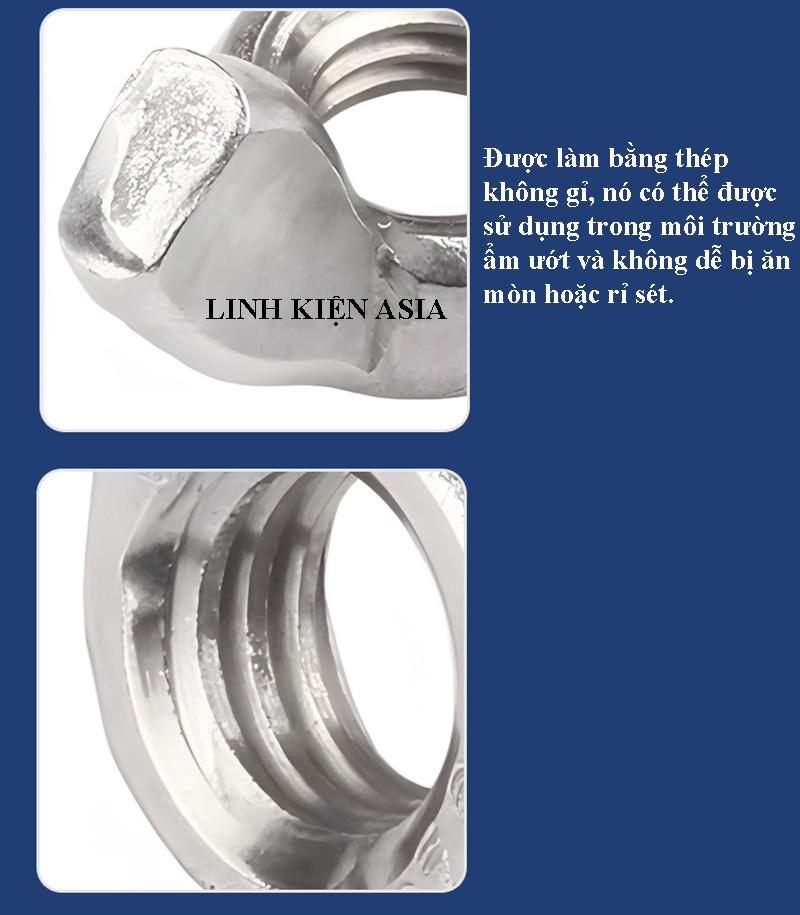 Đai ốc cánh chuồn vặn vít bằng tay inox không gỉ inox 304