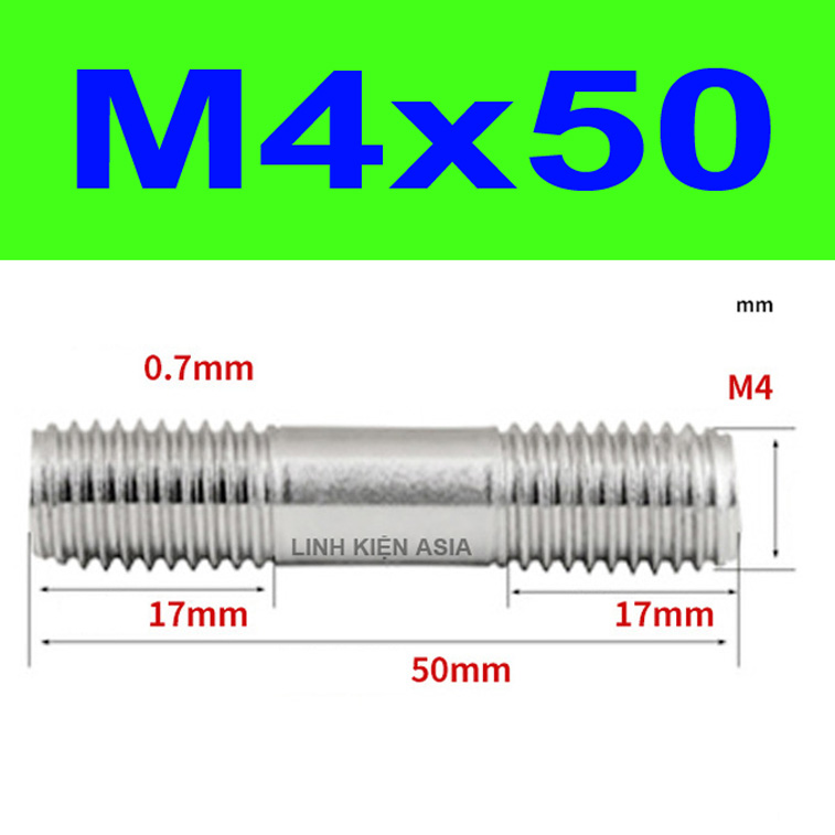 Bu lông ren HAI ĐẦU inox 304 nối đinh vít mở rộng hai đầu