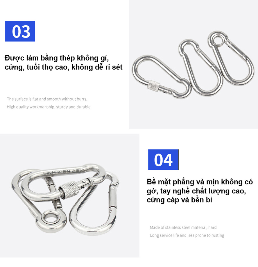 Móc lò xo QUẢ BẦU chốt khóa an toàn bằng thép carbon mạ kẽm leo ​​núi