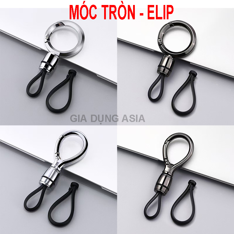 Móc treo chìa khóa ô tô đeo thắt lưng Elip, hình tròn có khóa