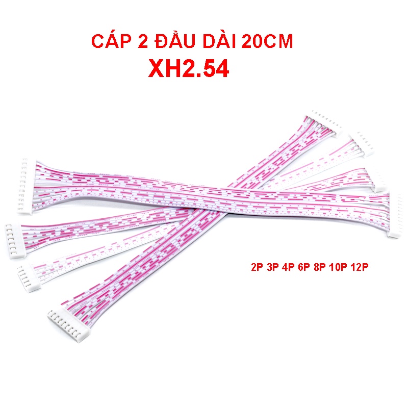 Cáp 2 đầu trắng hồng XH2.54 - dây bus 20cm