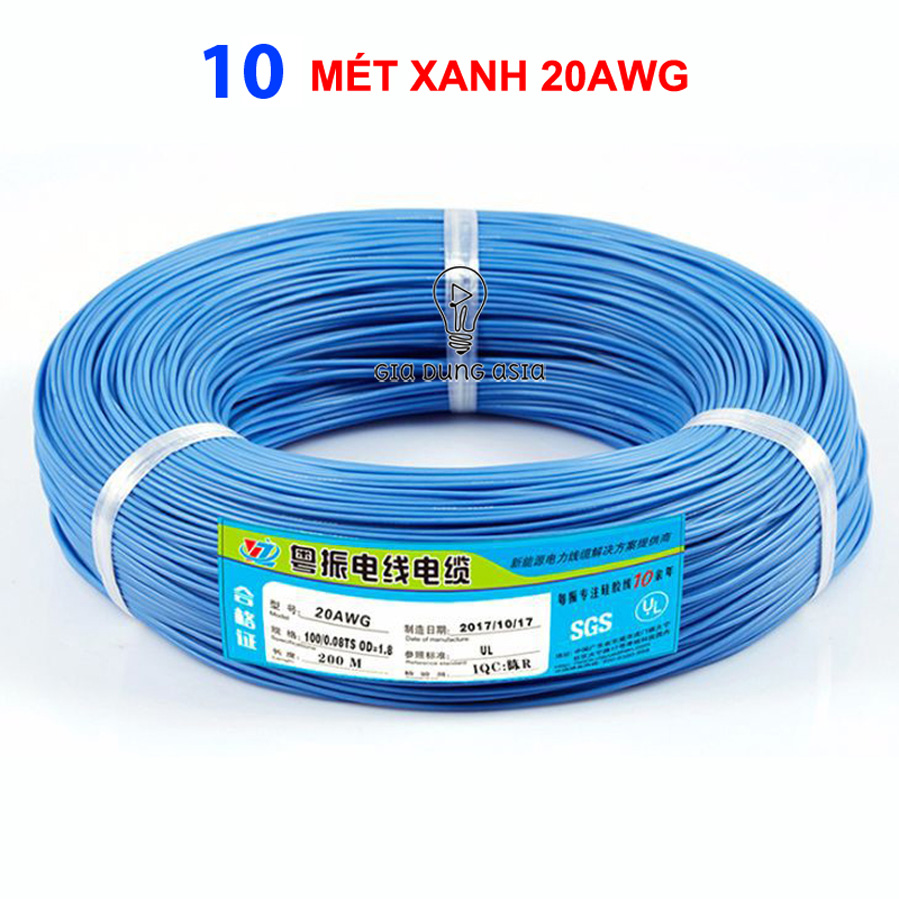 Dây điện chống cháy 20AWG tiết diện 0,5mm vuông - vỏ silicon siêu bền dài 1 mét