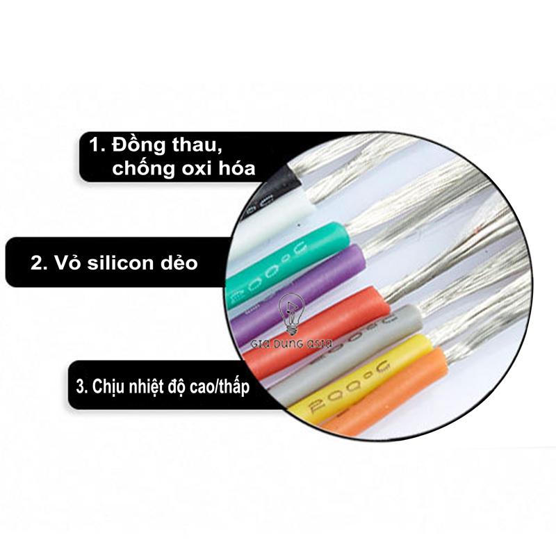 5 Mét Dây điện chống cháy 20AWG tiết diện 0,5mm vuông - vỏ silicon siêu bền