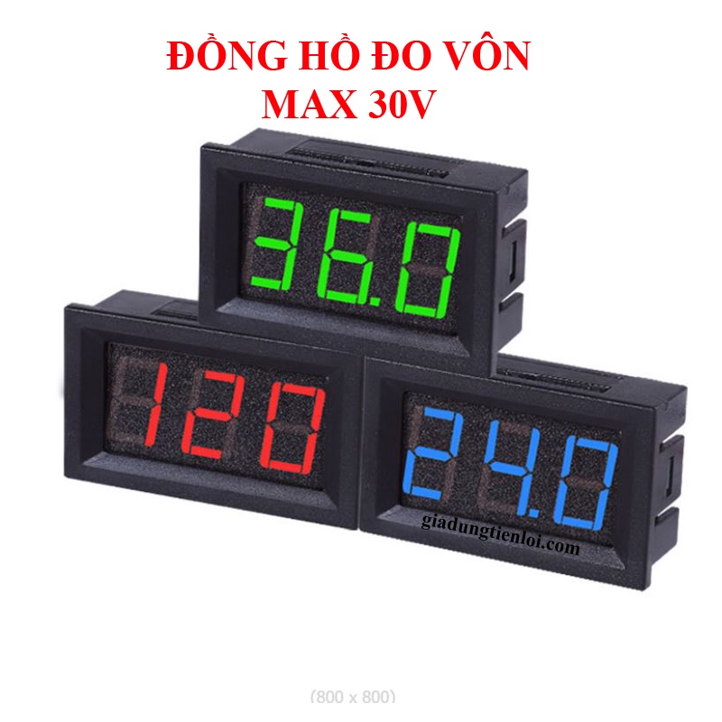 Đồng hồ led MAX30V - đo vôn DC tối đa 30V 48x29mm XANH LAM