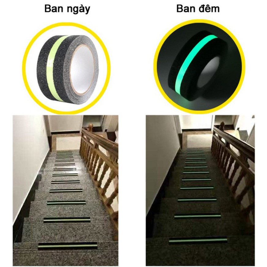 Cuộn băng keo CHỐNG TRƯỢT TRONG SUỐT, TRẮNG 5Mx5CM cho cầu thang - dán nền chống trơn trượt 5 mét
