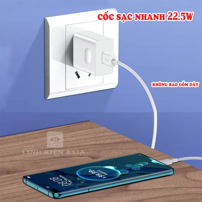 Cốc sạc nhanh 22.5W vỏ PC chống cháy - cổng USB