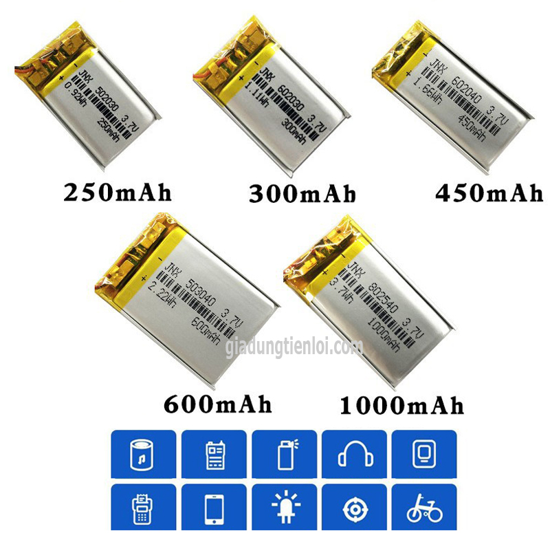 Pin sạc Lipo Polymer - Pin Lithium 3.7V  (có mạch bảo vệ sạc)