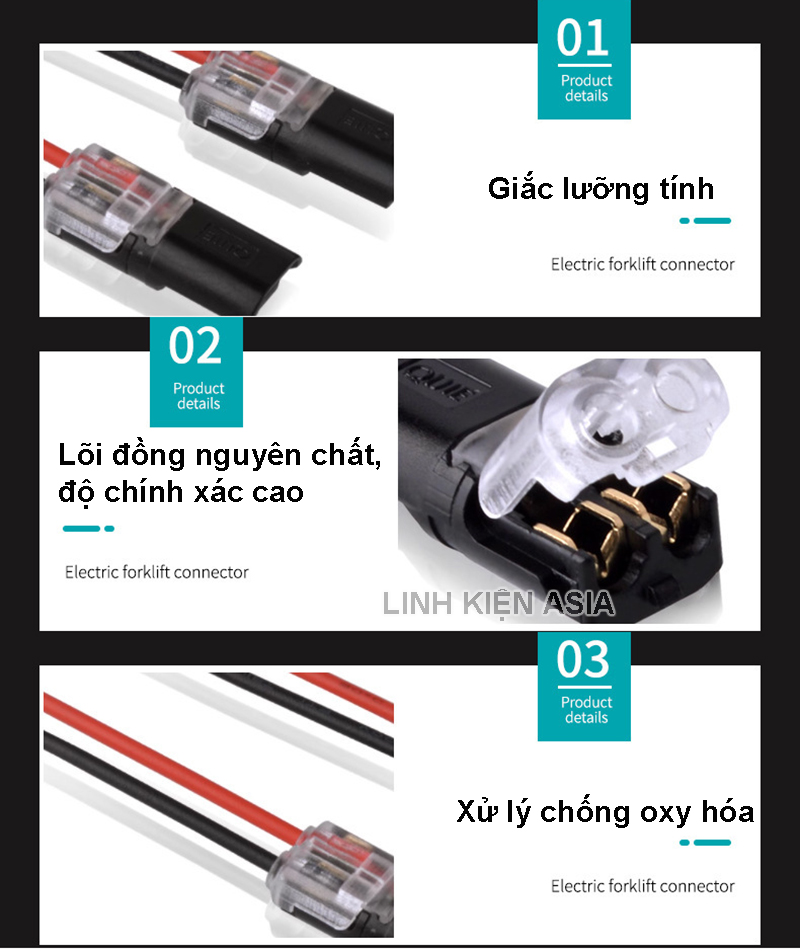 Cặp giắc nối nhanh mini D2 kết nối đèn LED không cần hàn kết nối dây 22AWG-18AWG