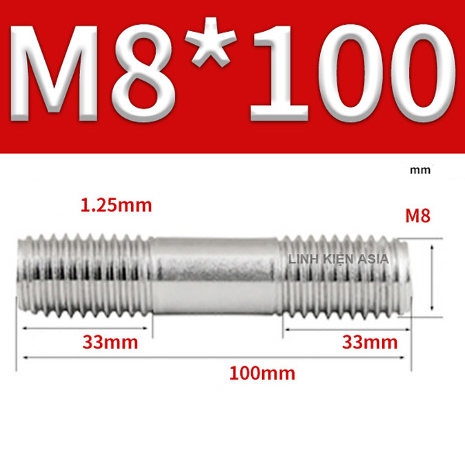 Bu lông ren HAI ĐẦU inox 304 nối đinh vít mở rộng hai đầu