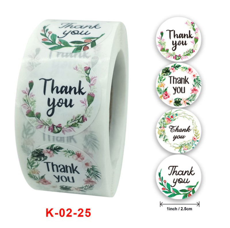 Cuộn 500 tem decal logo thank you kute