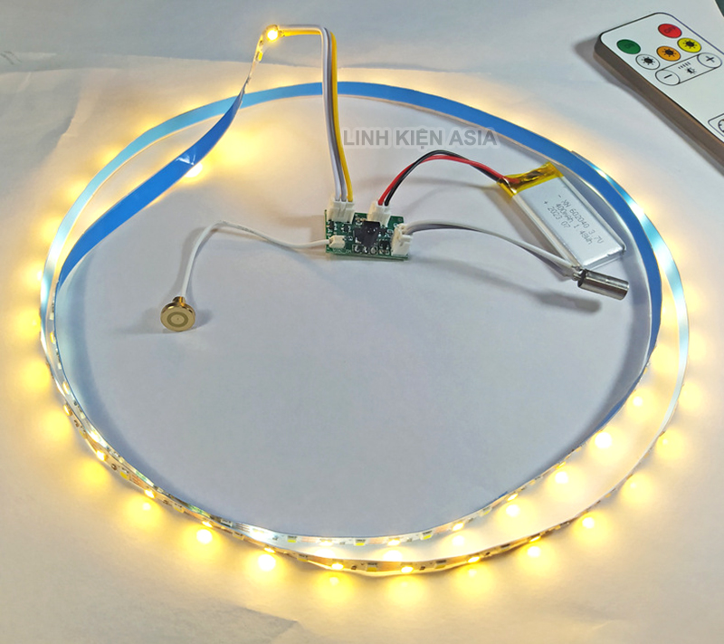 Combo mạch điều khiển led có pin 400mah + dây led 2 màu dài 50cm (7 chi tiết)