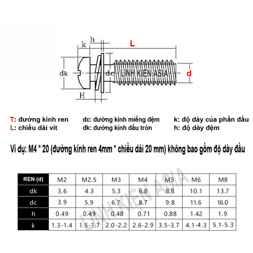 Bulong dài ĐẦU TRÒN chữ thập có sẵn 2 long đền