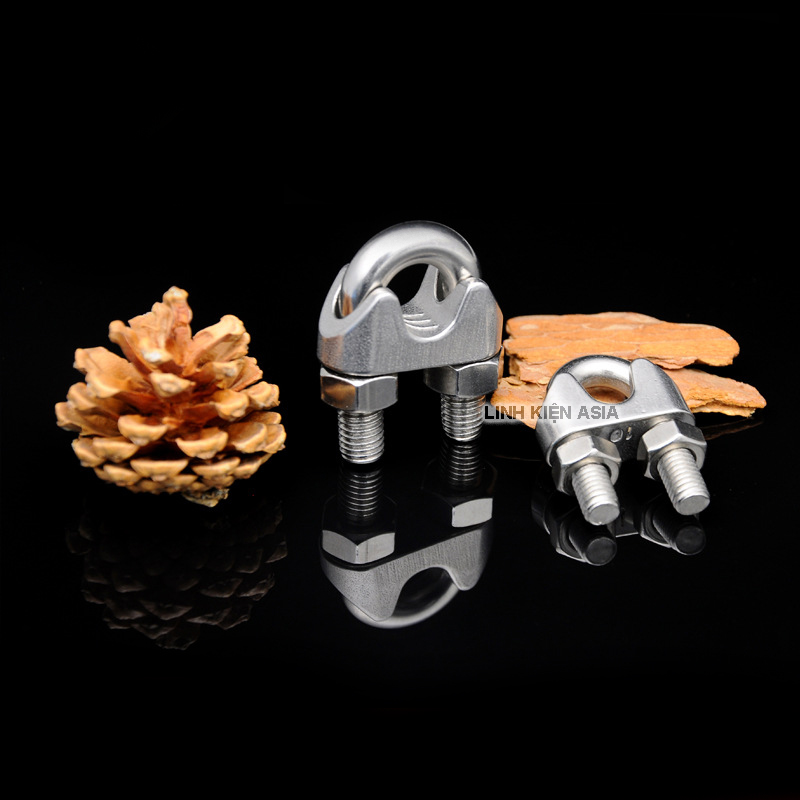 Kẹp cố định dây cáp inox 304 có 2 chân vặn ốc chắc chắn