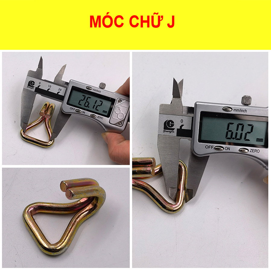 Móc kim loại chữ S J gắn dây buộc hàng hóa thép dày chắc chắn