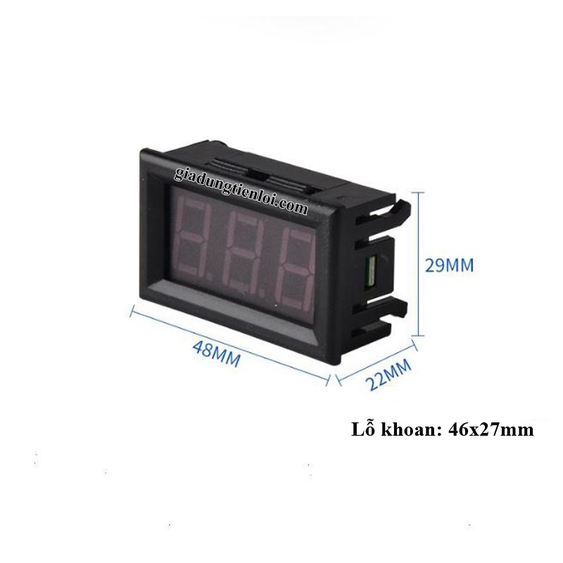 Đồng hồ led MAX30V - đo vôn DC tối đa 30V 48x29mm XANH LAM
