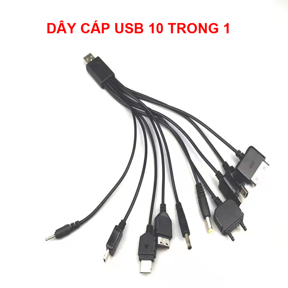 Dây cáp USB chia ra 10 đầu kết nối đa phương tiện