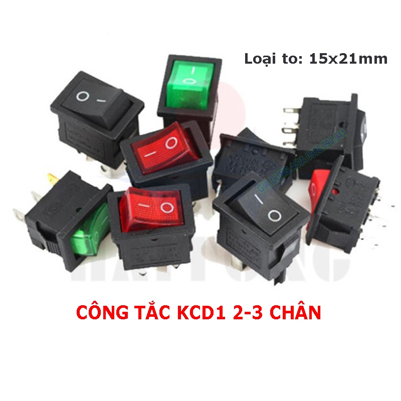 Công tắc rocker KCD1 6A 250V 15x21mm
