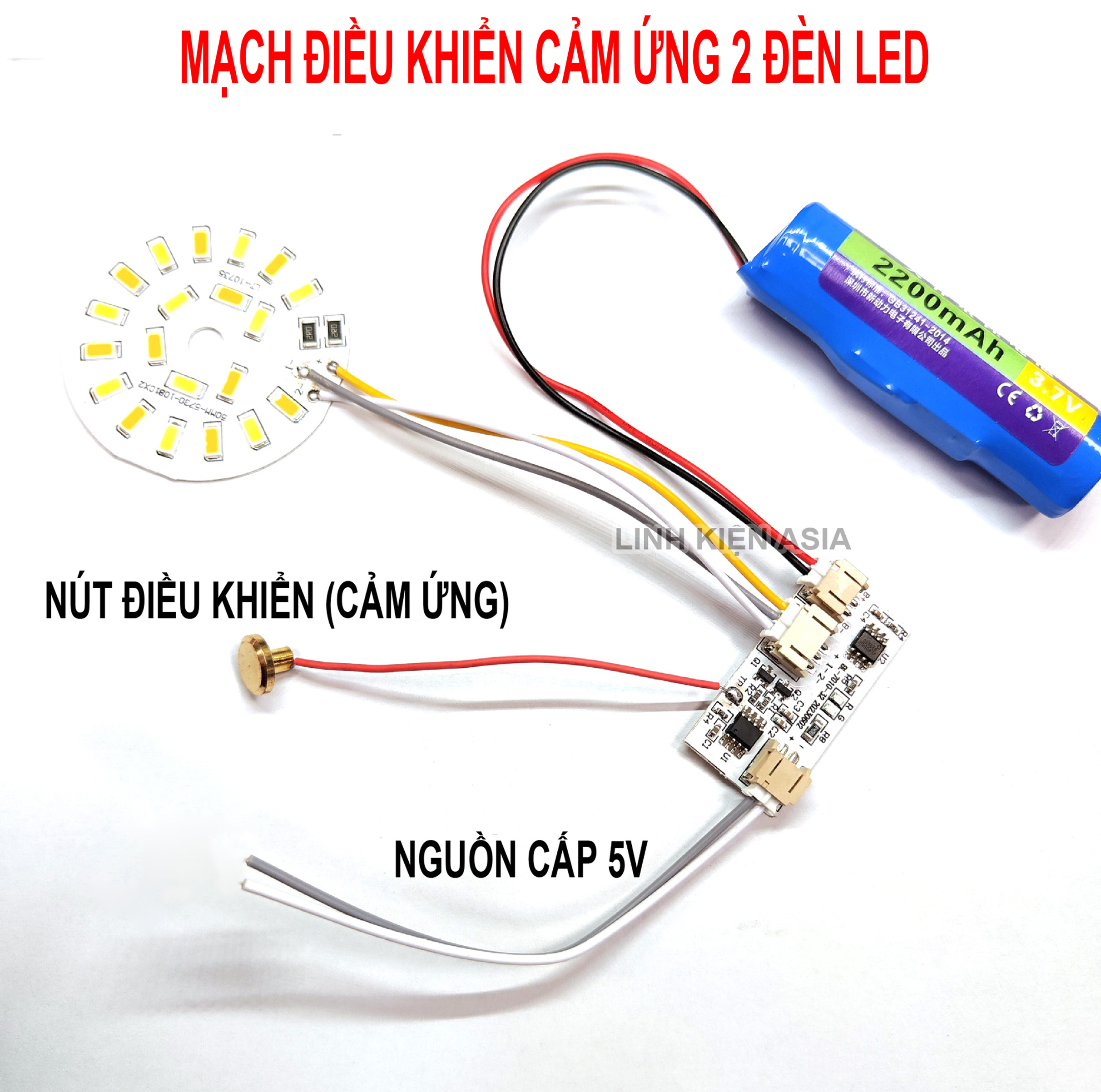 Mạch điều khiển cảm ứng dây đèn led 2 màu vàng + trắng (bán riêng)